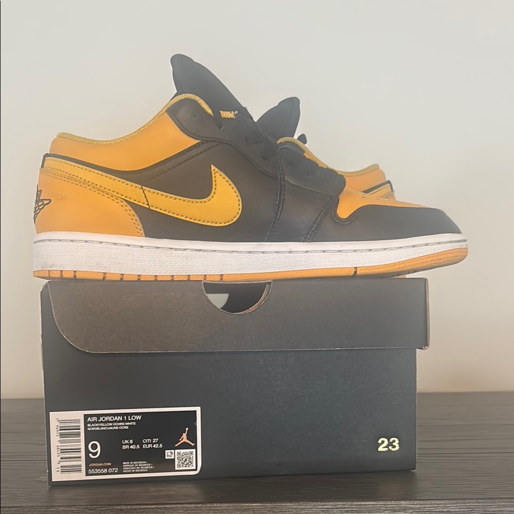 Men’s Nike Air Jordan 1 Low Black and Yellow Sneakers